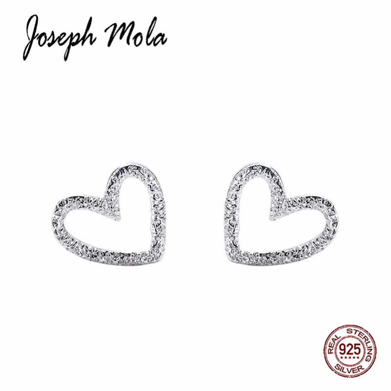Joseph Mola 2019 женские серьги 8 мм матовое сердце серебро 925 пробы гвоздики для девочек