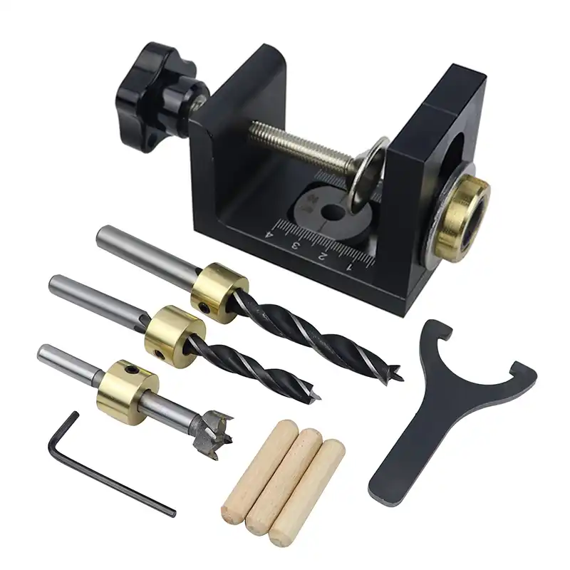 Wood Doweling Jig Pocket Hole Drilling Locator Jig Kit With 6/8/10mm Drill bit Vertical Drill