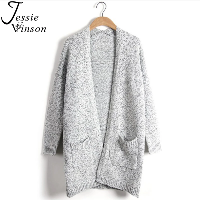 

Jessie Vinson Female Fashion Plus Size Long Sleeve Big Pocket Solid Loose Long Sweater Cardigan Women Autumn Winter Coat Ourwear