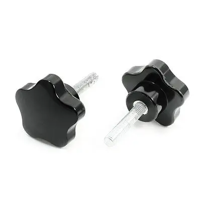

40mm x 8mm Thread Screw On Type Five Pointed Star Knob Handle 2Pcs