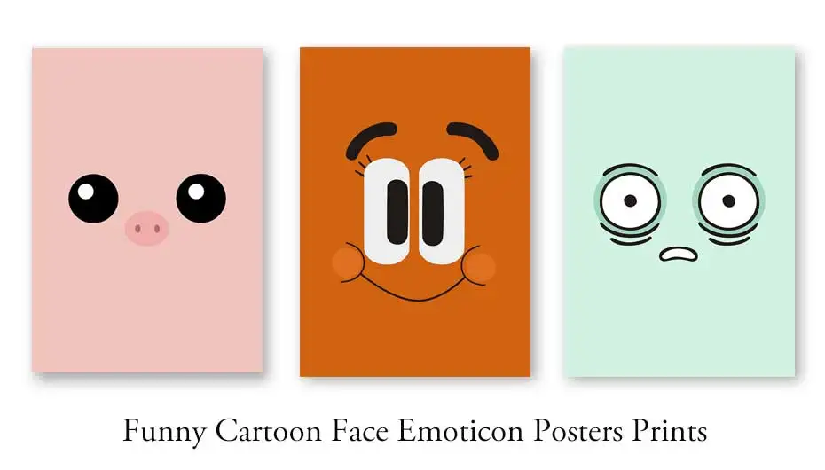 Funny Cartoon Face Emoticon Poster Prints Canvas Painting Scandinavian Wall Art Picture For Kids Room Home Decor Christmas Gift (1)