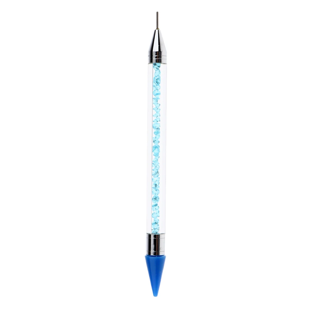 Dual-ended Nail Rhinestones Beads Picker Dotting Pen Adhesive Wax Applicator With Acrylic Handle Manicure Nail Art Tool