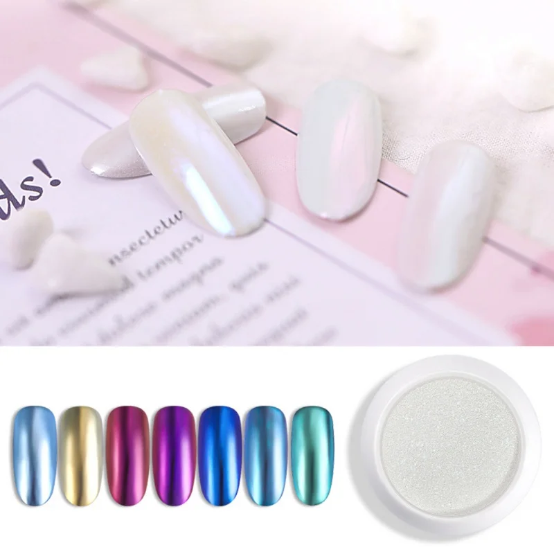 

Nail Glitter Mirror Effect Rainbow Unicorn Nails Art Glitter Pearl Nail Powder