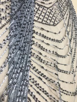 

Embroidered Net Fabric with beads With super Quality Cyndi-12.1401 African Tulle Lace Fabric For party Dress