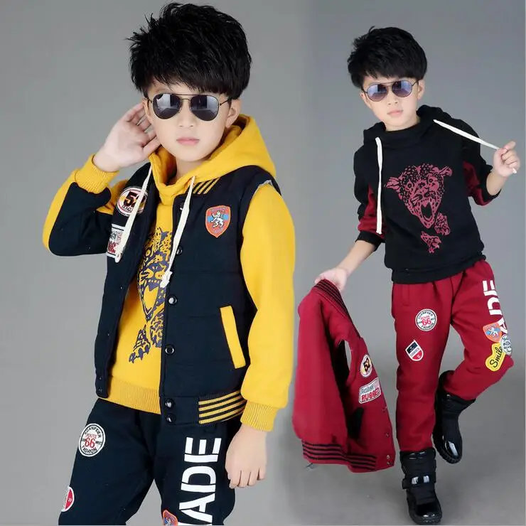 Winter Boys Clothing Sets Warm Sports Tracksuits For A Boy Three-piece Vest Suit Ensemble Garcon New Year costumes for children Winter Boys Clothing Sets Warm Sports Tracksuits For A Boy Three-piece Vest Suit Ensemble Garcon New Year costumes for children