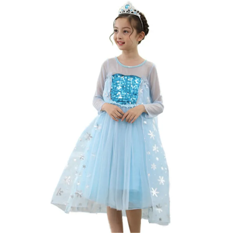 Frozen Princess Dress Girl Dress Long Sleeve Puff Princess Dress Birthday Show Dress