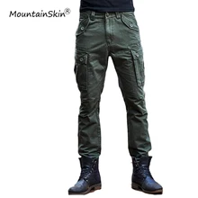 Mountainskin Для мужчин осень Повседневное нескольких карман брюки-карго военно-тактические хлопок полные штаны Высокое качество брендовая одежда LA692