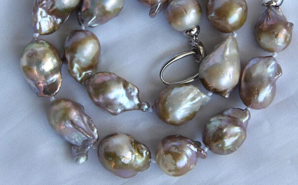 

HOT N225 stunning big baroque purple keshi reborn freshwater pearl necklace
