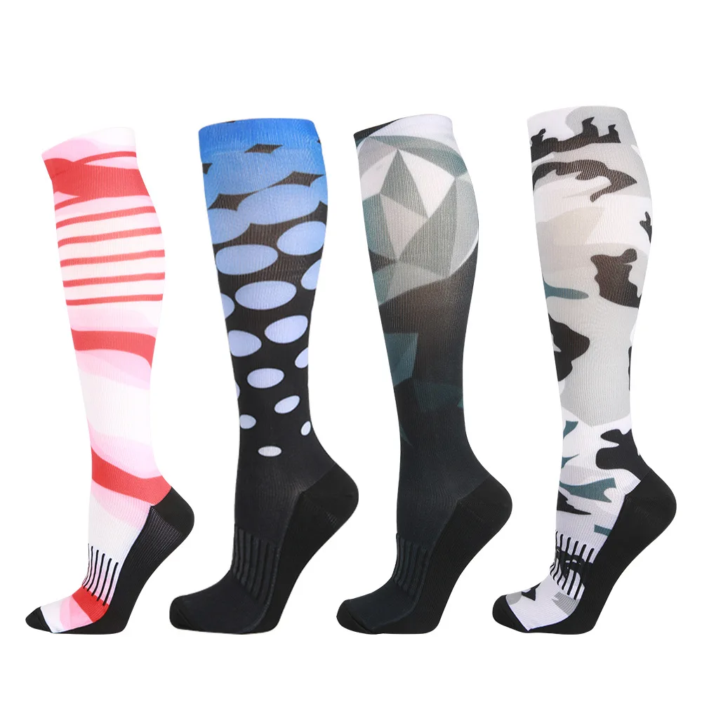 

1PAIR Men Printed Pressure Socks Running Fast drying Compressed Travel Holiday Compression Socks Varicose Mens Novelty Socks