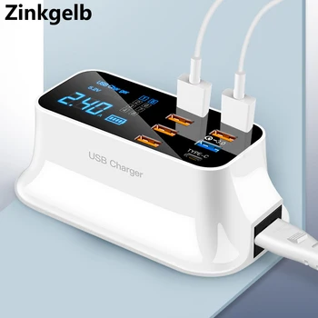 

Multi Port USB Charging Station LCD Display Desktop Universal Smart Quick Charge 3.0 Fast Charging USB Charger EU US UK AU Plug