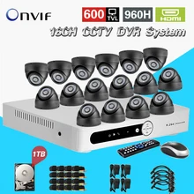 TEATE Home CCTV 16ch security DVR with 1tb hard disk indoor Night vision Camera Kit 16ch Color Video Surveillance System CK-014