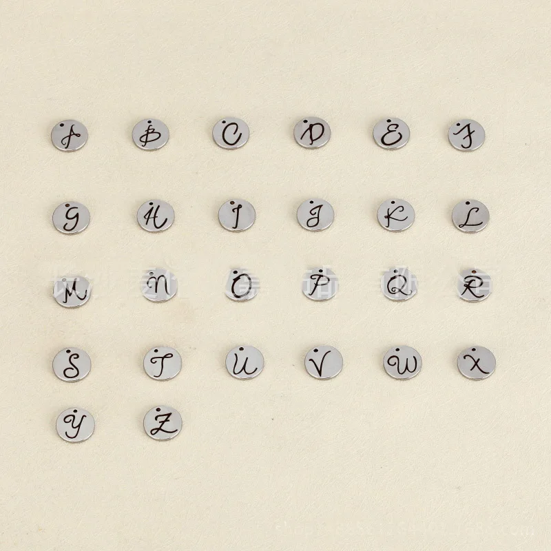 

26PCS 10MM A-Z Alphabet Letter Charms Stainless Steel Letter Pendant For Necklace&Bracelet DIY(Each Letter 1PCS)