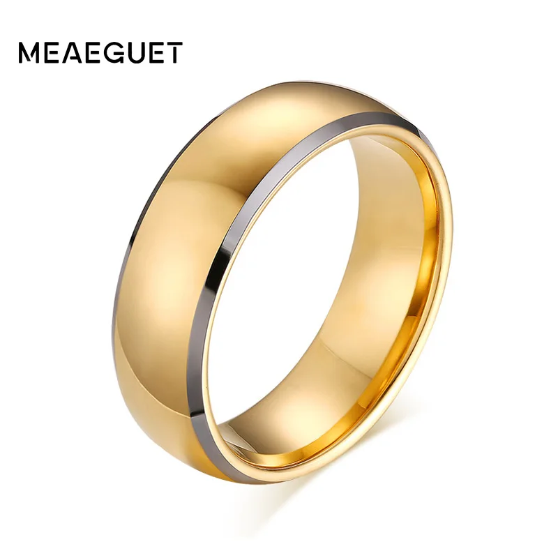 

Meaeguet 8MM Gold-Color Pure Tungsten Carbide Rings Wedding Band Engagement Jewelry 2 Colors