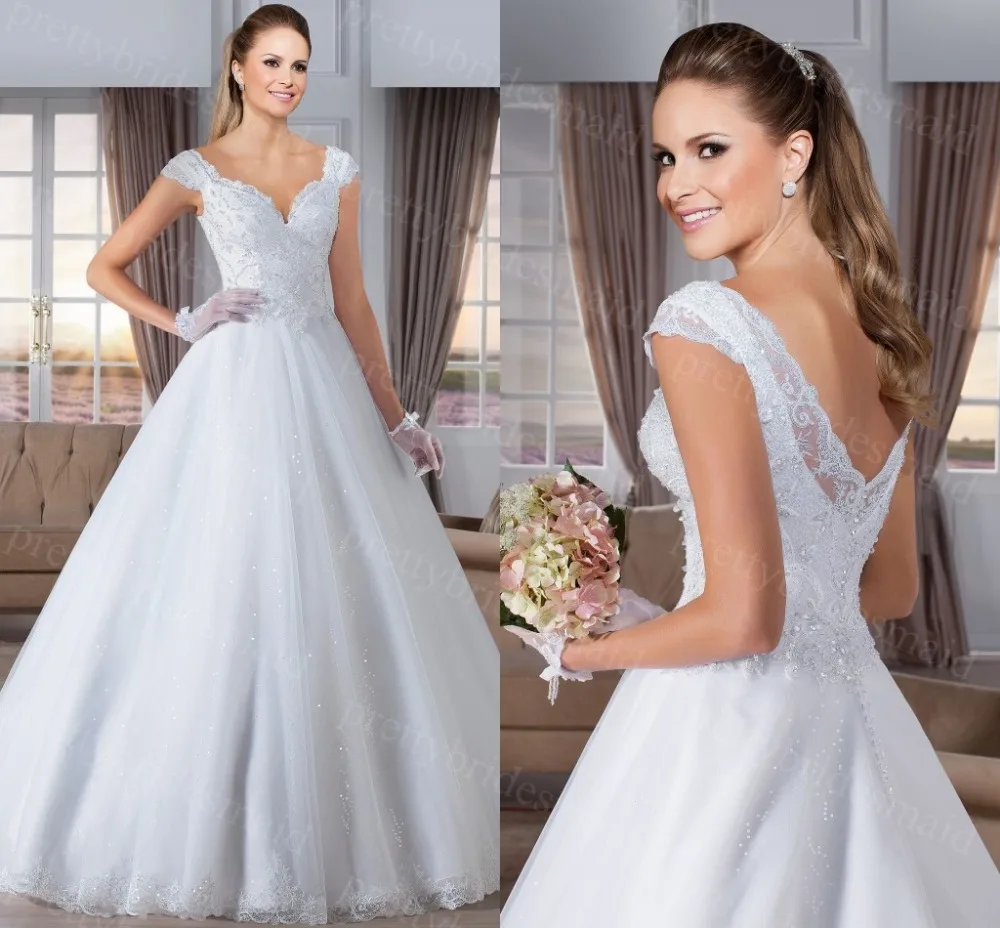 Brillantes Vestidos De Novias Con Cuello En V Vestido De Bola Sin Respaldo Elegante Vestido De Novia 2015 Vestidos De Novia Robe De Mariage Vestido De Novia En Vestidos De Novia De