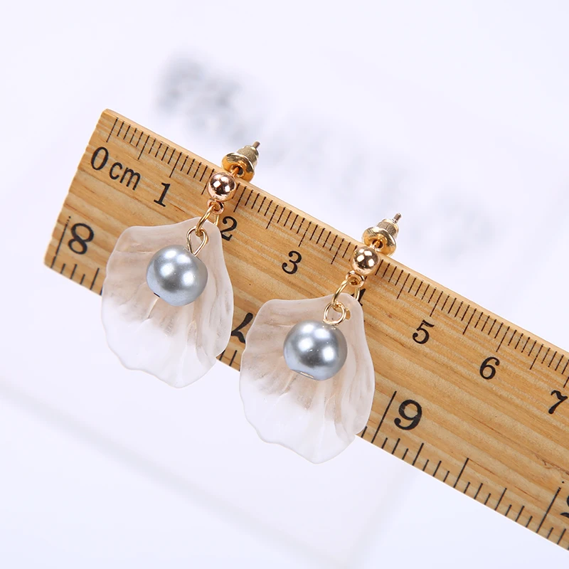

KARASU Korean Style Leaf Drop Dangle Earring Simulated Pearls Drop Earrings for Women Female Girls Fashion Ear Jewelry
