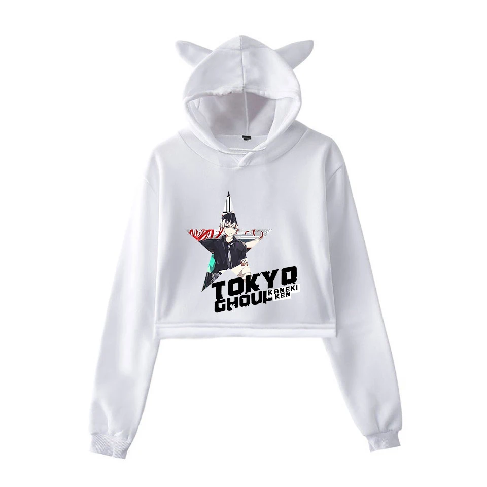 Новинка одежда Tokyo Ghouls 2D повседневный крутой модный кроп топ с котом Женская