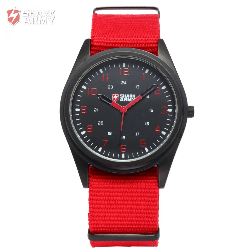 Fashion SHARK ARMY Brand Men Slim Thin 24Hrs Analog Military Sports Relogio Nylon Fabric Red Strap Wrist Watch Masculino /SAW037 Fashion SHARK ARMY Brand Men Slim Thin 24Hrs Analog Military Sports Relogio Nylon Fabric Red Strap Wrist Watch Masculino /SAW037