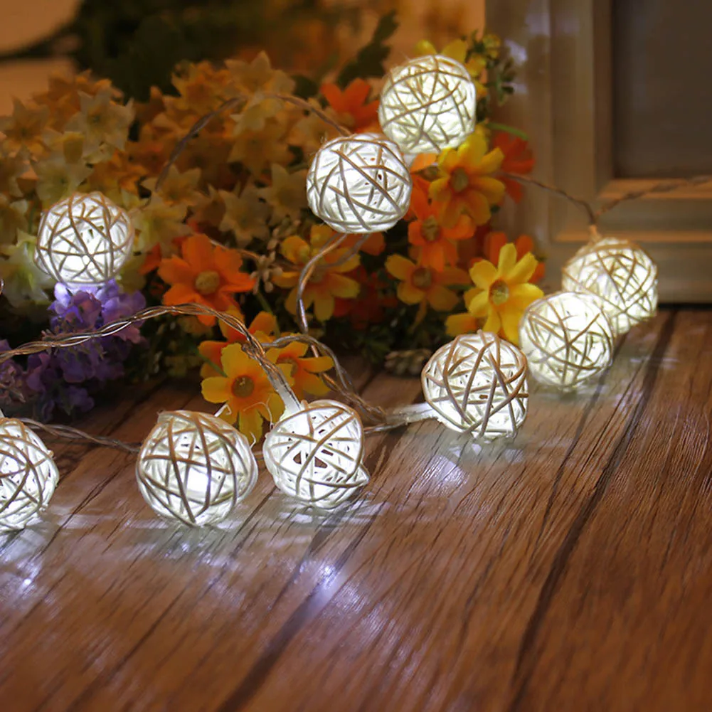 

Globe Rattan Ball String Lights 30 LED Fairy Light for Bedroom Home Patio Lawn Garden Wedding Party HVR88