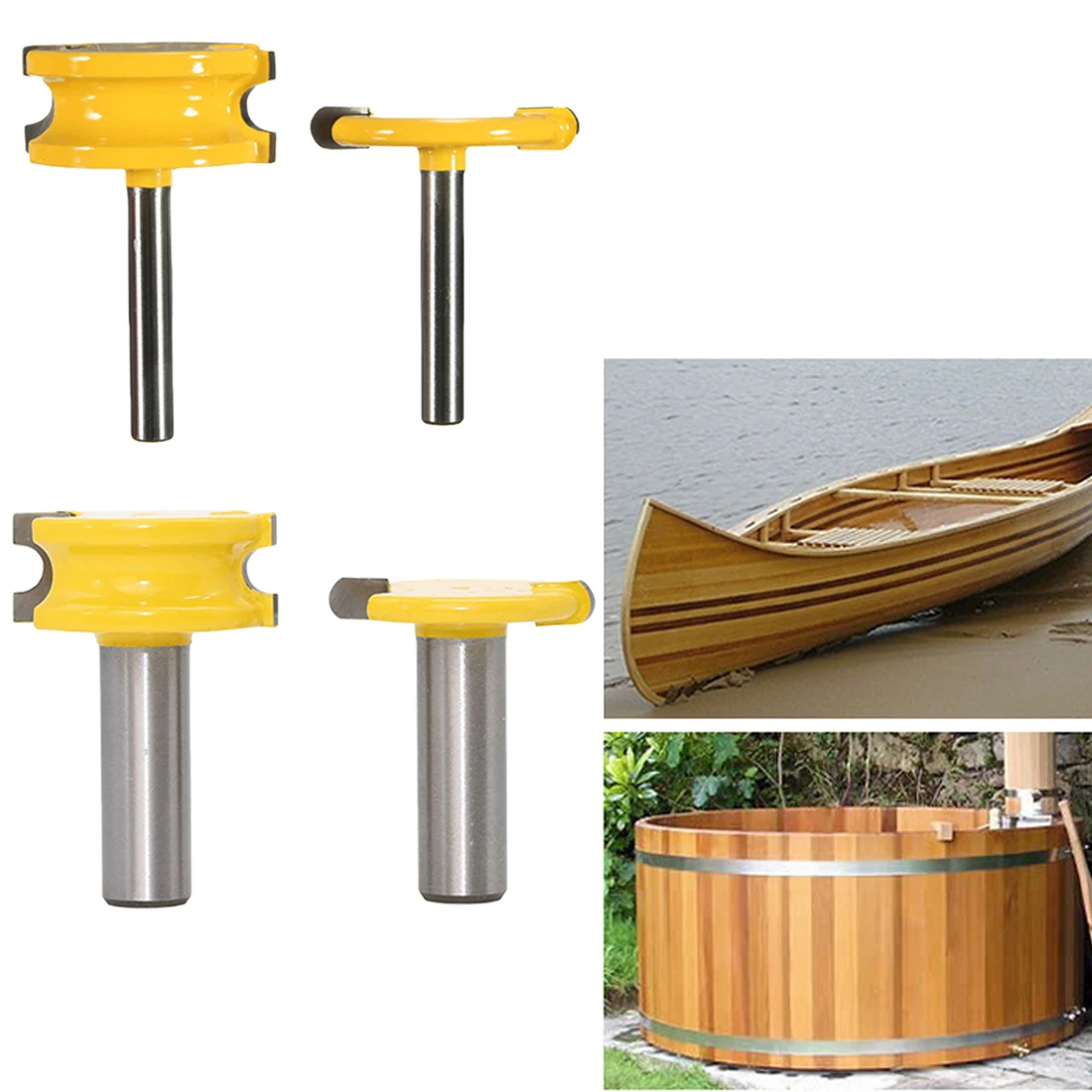 2Pcs/Set 1/4'' Shank Canoe Flute and Bead Router Bit Cutter Woodworking Tool UK 