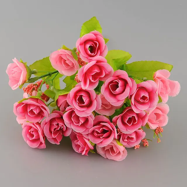 New Beautiful Elegant 21 Heads Artificial Mini Rose Bud Silk Flower New Beautiful Elegant 21 Heads Artificial Mini Rose Bud Silk Flower Arrangement Party Home Garden Decor