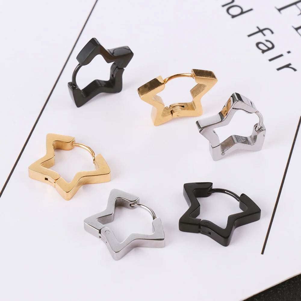 

1 Pair Fashion Triangle Unisex Punk Rock Stainless Steel Men Women Ear Stud Earrings Pierced Polygon/Heart/Triangle Ear Plug