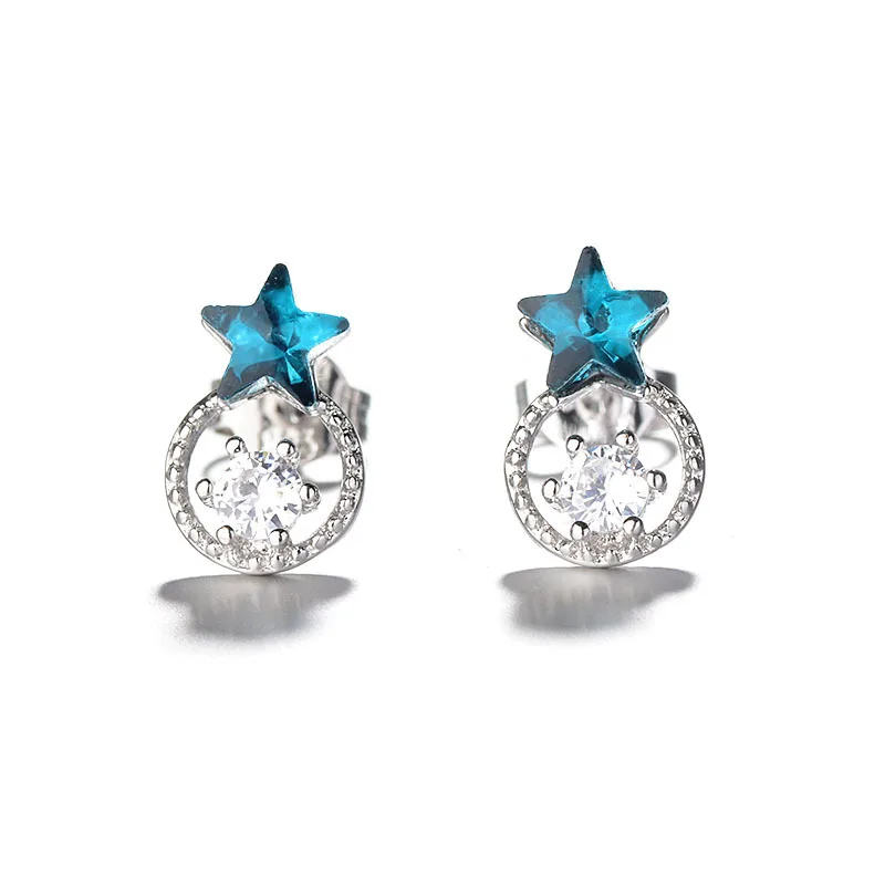 

High quality fashion S925 silver earrings blue little star earrings for college couples gifts
