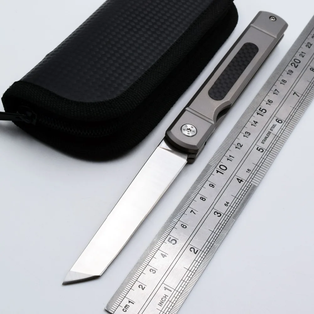 

Camping Folding Knife D2 Blade Titanium Carbon fiber Handle Utility EDC Tool Pocket Outdoor Survival Hunting Tactical Knives