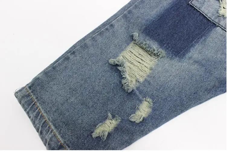 Женские ковбойские повседневные джинсы винтажные темно-синие свободные джинсы с эластичной резинкой на талии Штаны-шаровары джинсы с дырками в стиле ретро шаровары