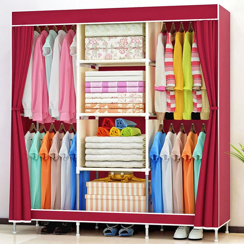Beautiful and generous folding wardrobe reinforced dustproof wardrobe large capacity storage cloth cabinet home furniture Beautiful and generous folding wardrobe reinforced dustproof wardrobe large capacity storage cloth cabinet home furniture