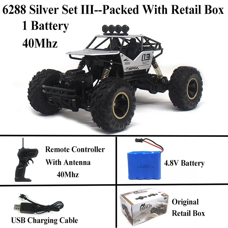 1:18 машинка на радиоуправлении 4WD 2,4 Ghz Рок Гусеничный пульт дистанционного управления игрушки машины на радиоуправлении игрушки для детей 8888 - Цвет: Silver Set 3