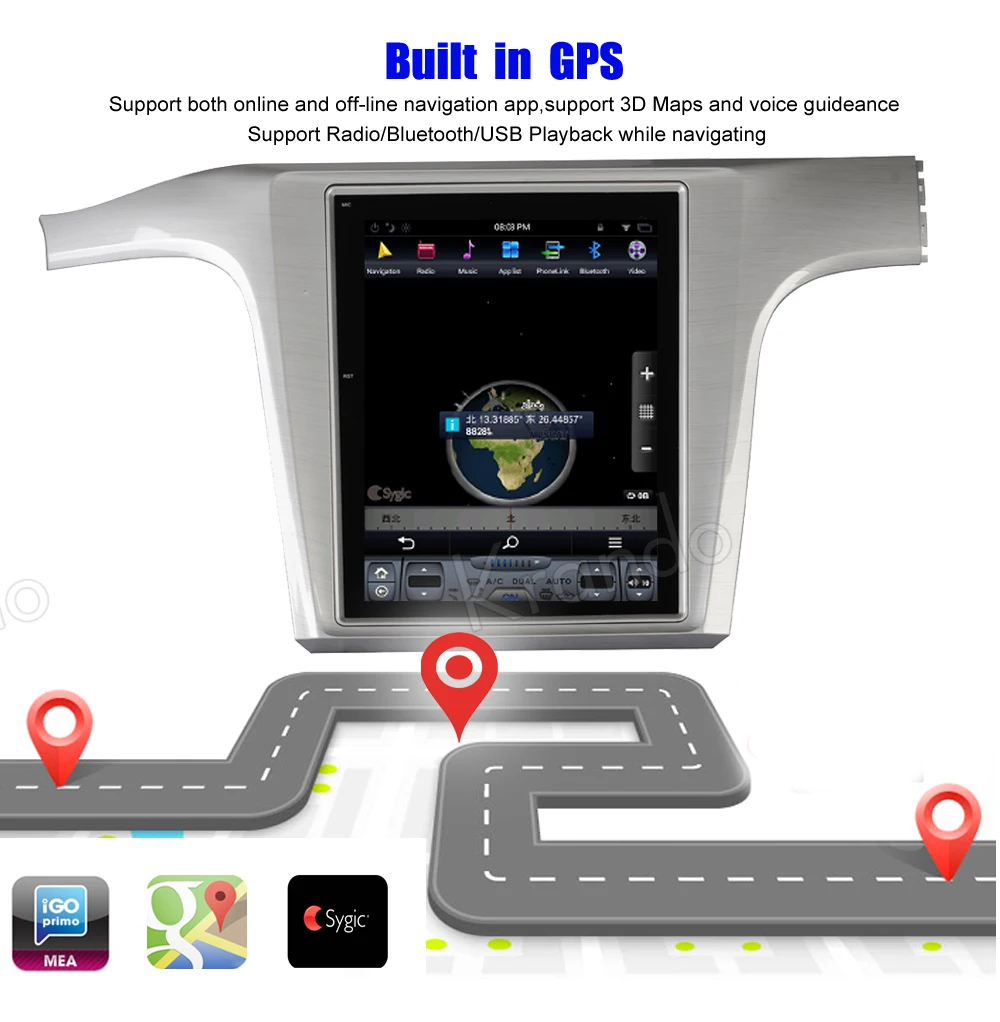 Cheap Krando Android 8.1 10.4" Tesla Vertical touch screen car audio radio GPS for VW Volkswagen Passat entertainment syatem OBD2 2
