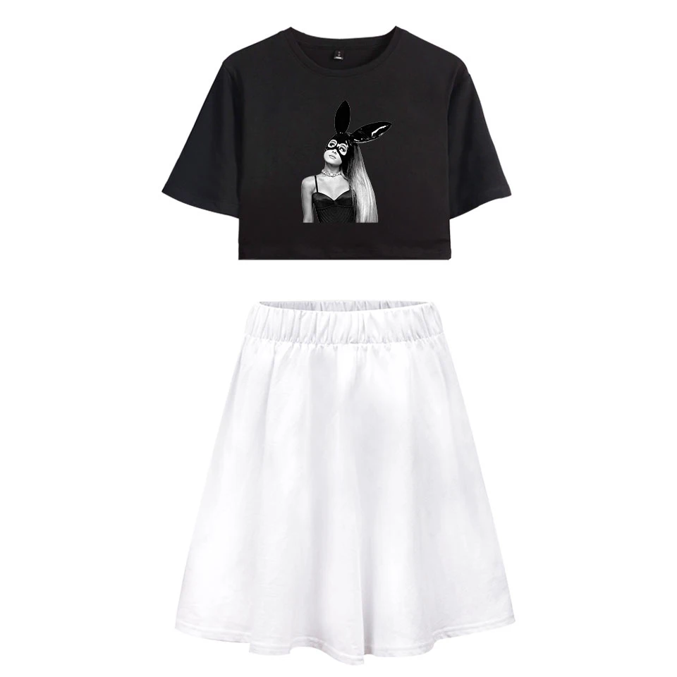 Frdun/ костюм с короткой юбкой с Арианой Гранде футболка с короткими рукавами и короткая юбка повседневный комплект из двух предметов для девочек