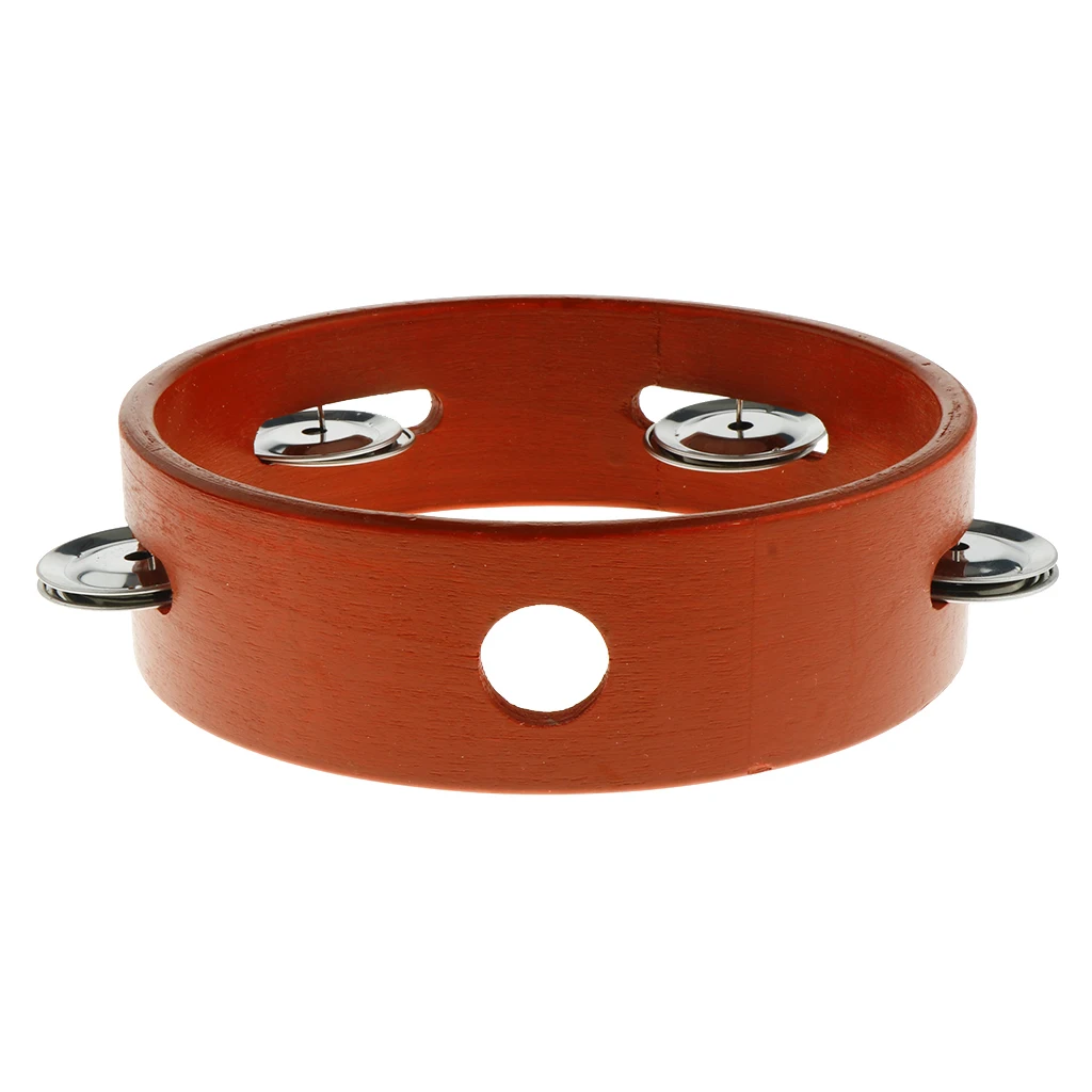 Tooyful Finest 6inch Wooden Tambourine Hand Drum Single Row Jingle Bells Handbell for Baby Kid Early Music Educational Toy