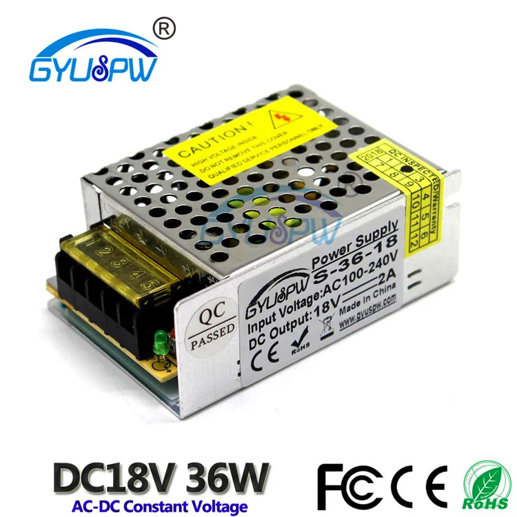 DC 18 V 2A 36 W импульсный источник питания светодиодный экран постоянного напряжения электропитание двигателя для лампы бар модуль