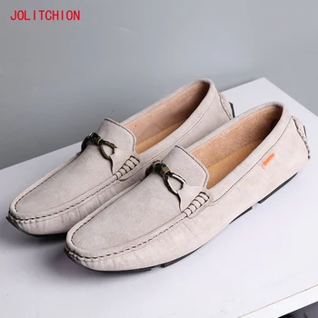 

Grey Men's Casual Shoes Fahion Brand Men Loafers Suede Leather Moccasins Comfy Breathable Slip On Boat Shoe chaussures hommes