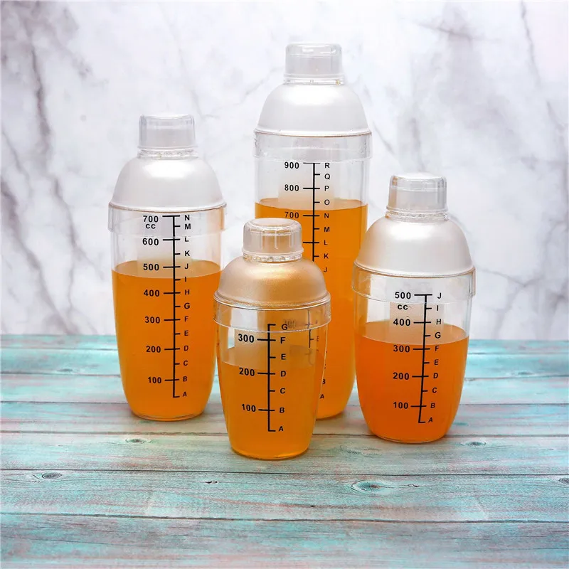 

Transparent Plastic Cocktail Shaker Mixer Martini Shaker. Double Scale Line, Fall-proof, Leak-proof DIY Juice Drink Shaker Mixer