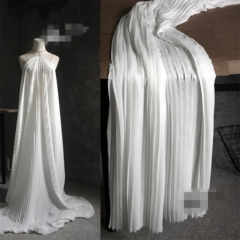 

45cm*145cm/piece Pleated middle soft pleated chiffon dress designer fabric creative diy organ pleated clothing fabric