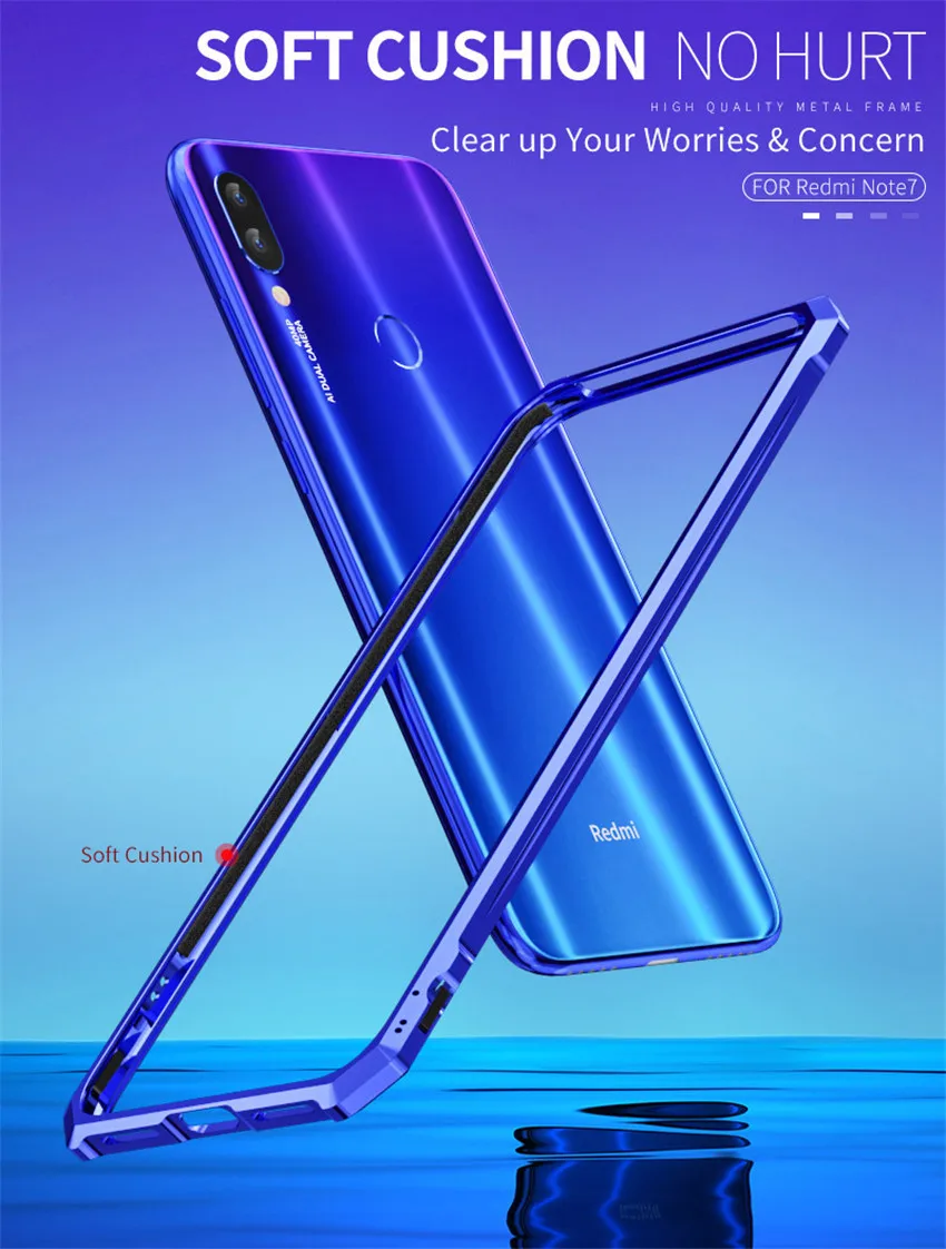 For Xiaomi redmi note 7 Case Luxury Metal Bumper Case On Xiomi redmi note 7 Slim Frame Phone Case redmi note7 (3)