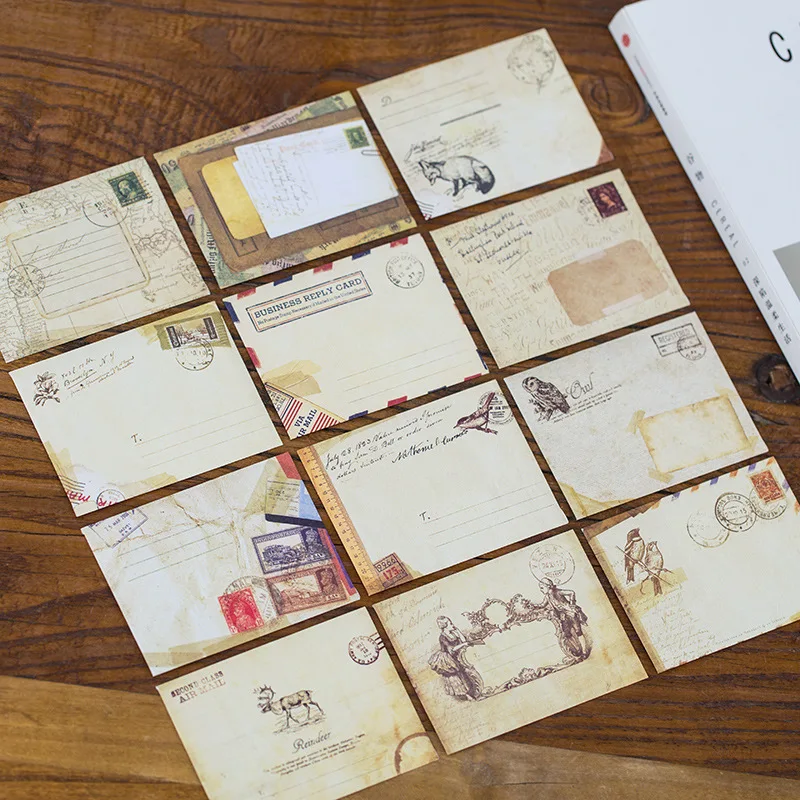

Mini 12pcs Vintage Little Envelop Colred Letter Paper Cards Wedding Envelops for Invitation