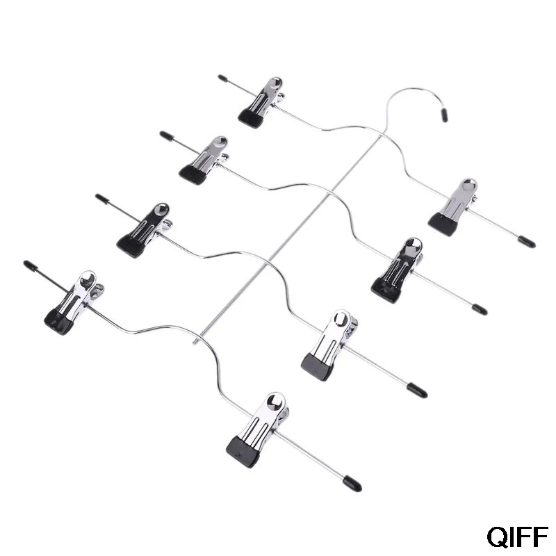 Многофункциональные 4 Слои Нержавеющая сталь брюки вешалка зажим юбка с 8 Зажимы для хранения Организатор сэкономить пространство May06