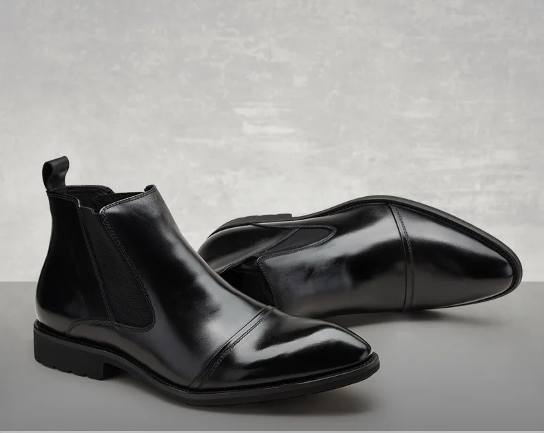 Estilo De marrom Trabalho Chelsea Homens Inglaterra Homem Tornozelo Vestido Preto Sapatos Luxo Genuíno Apontou Qyfcioufu Botas Couro Moda Dos Toe Biqueira 16xvqFwWRY