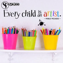 Every Child Is An Artist Pablo Picasso Quote Vinyl Wall Sticker Decal Kids Room Words Letters Stickers 17x102cm quien fue pablo picasso