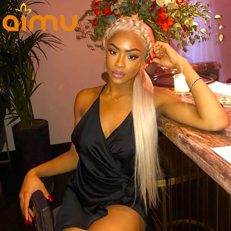 613 Blonde Colored Transparent Lace Front Real Long Straight Human Hair Wig for Black Women Remy Brazilian Invisible Pre Plucked