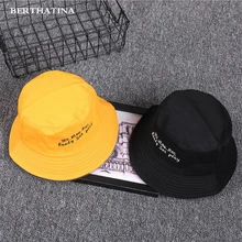 BERTHATINA хлопок вышивка слово белый ведро шляпа, шляпа рыбака открытый шляпа путешествия Солнце Рыбалка Кепки Шапки для Для мужчин и для женщин