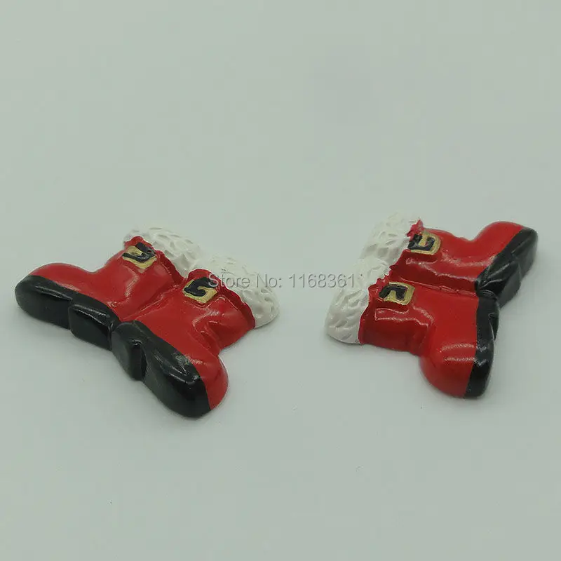 1pcs/lot resin flatback double red stockings 31mm Cabochons Scrapbooking Hair Bow Center DIY Christmas decration C108-8