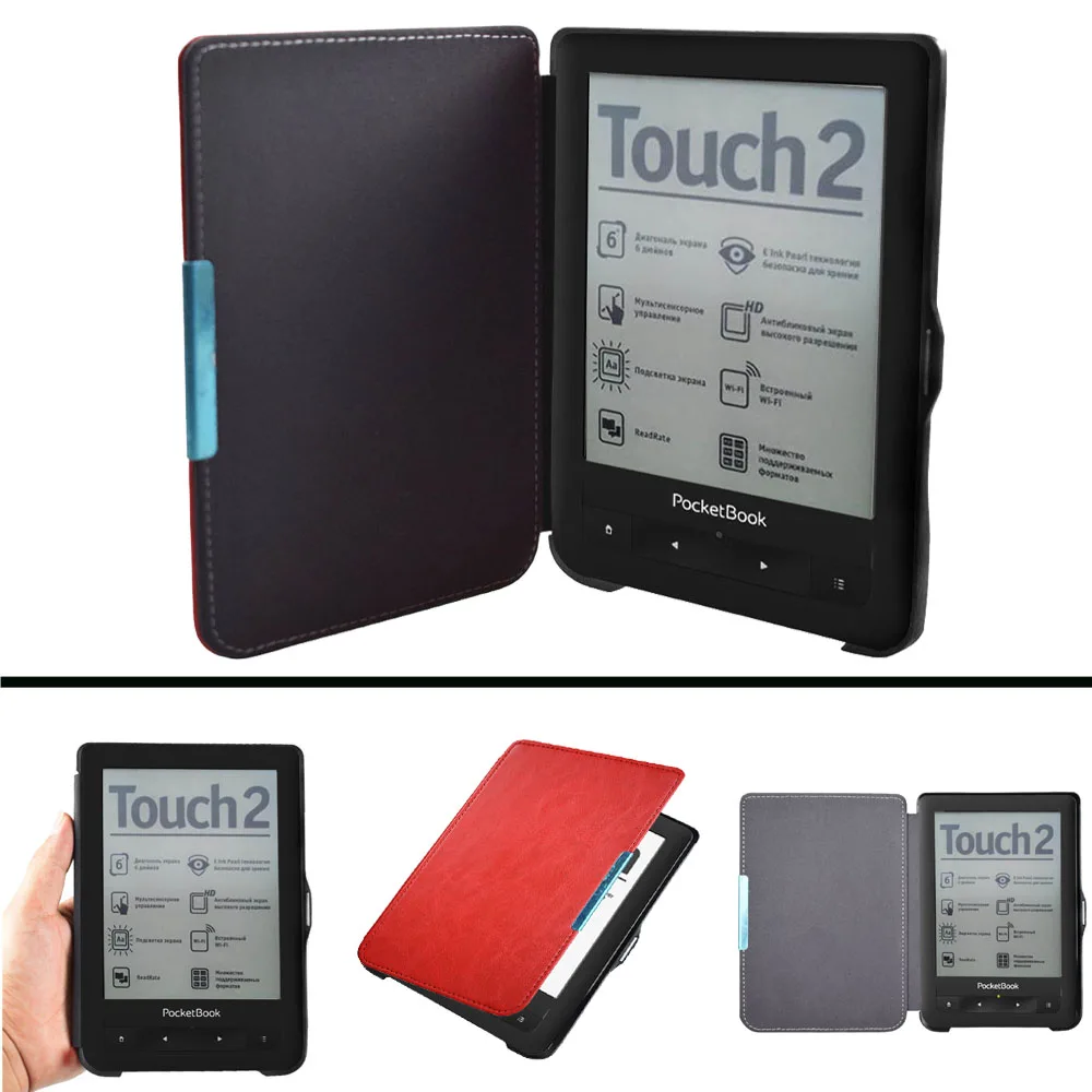 Capa de Couro pu Avançada Capa com Flip Magnético para Pocketbook 622 623 e Touch pb 622 623