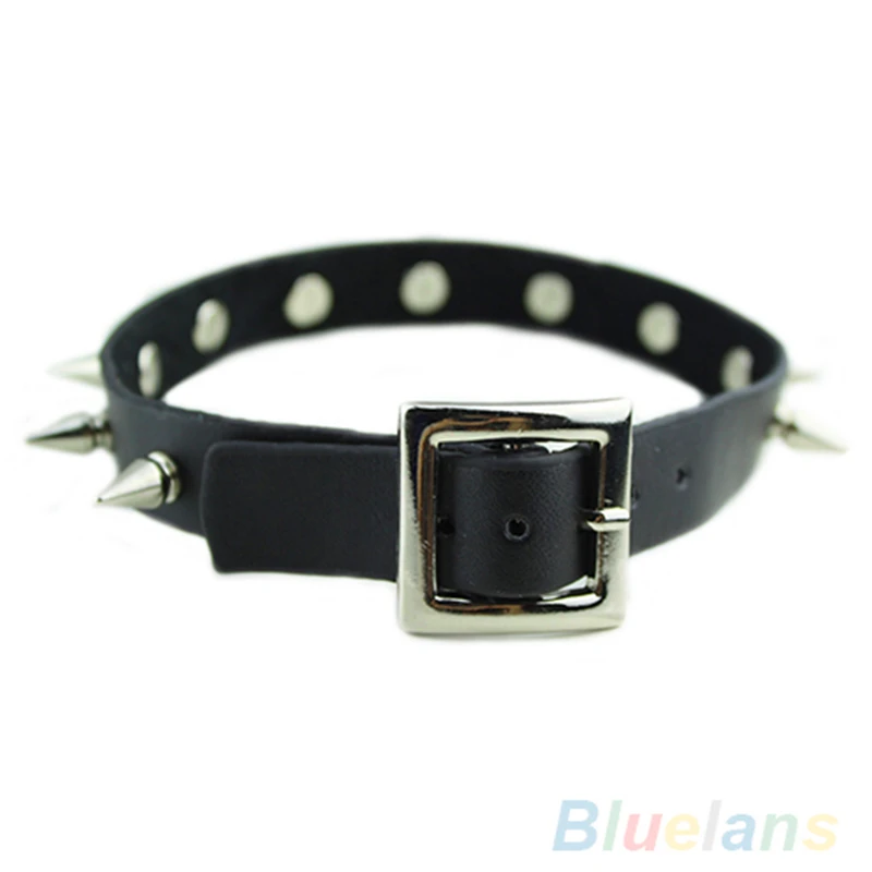 حار الشرير سبايك جلدية المختنق امرأة رجل طوق قلادة الفضة فاسق لهجة عزم الدوران الأزرار EMO المعادن القوطية 7ENT BCU6