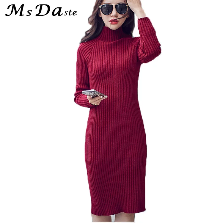 red turtleneck sweater dress
