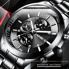 Мужские черные часы, роскошные полностью стальные часы, мужские часы, мужские спортивные бизнес часы Erkek Kol Saati, наручные часы с хронографом