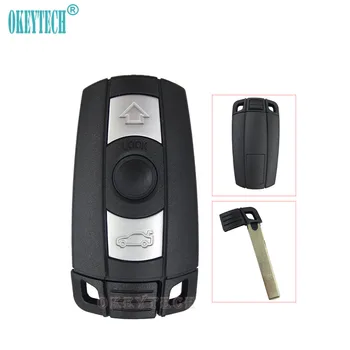 

OkeyTech Car Remote Key Case Shell for BMW 1 3 5 6 7 Series E90 E91 E92 E60 Keyless Entry Fob Uncut Blade 3 Buttons Smart Card